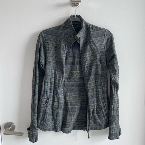 lululemon athletica Jackets & Blazers - Lululemon Define Striped Green Gray Zip-Up Jacket